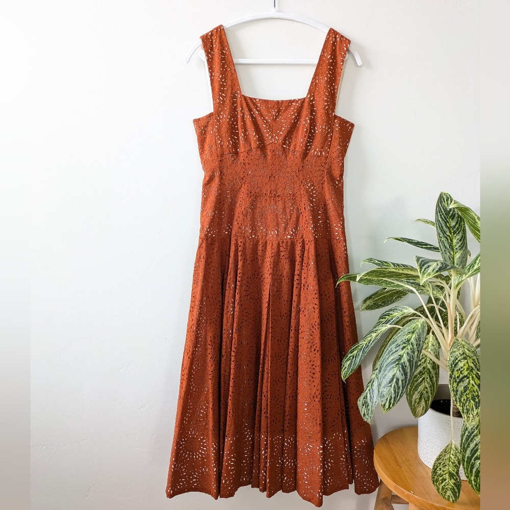 NWOT Derek Lam Eyelet Terracotta Midi Dress